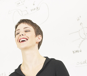 Female teacher laughing