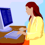Animated Woman at Computer
